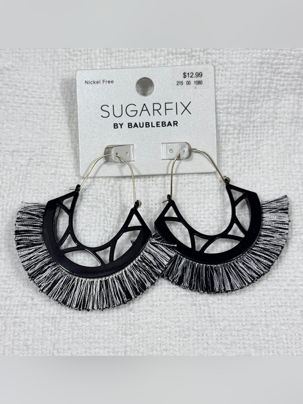 NEW Sugarfix by Baublebar Black/White Fringe Earrings